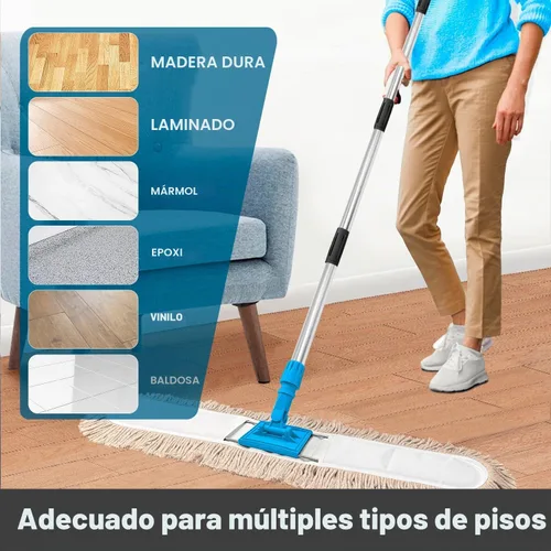 Vista 6 de ARTIPOLY Trapeador de polvo comercial de 41 pulgadas para limpieza de pisos, trapeador seco industrial con mango largo resistente, cabezal