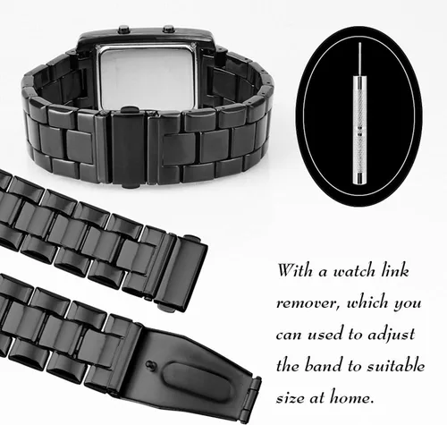 Vista 6 de Gosasa Reloj digital impermeable para hombre, diseño de matriz binaria azul y azul