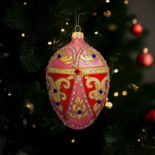 Vista 2 de Miss Christmas Palace Collection 2025 - Adorno para árbol de Navidad de cristal soplado de 5 pulgadas, color rosa y dorado (rosa barroco)