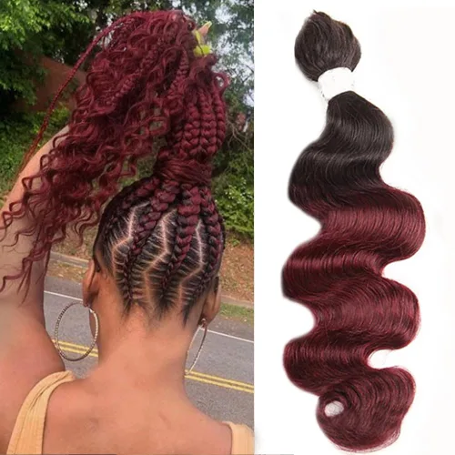 Vista 8 de Cabello humano rizado con reflejos marrones a granel para trenzar microtrenzas, cabello humano a granel, húmedo y ondulado, sin trama, cabello