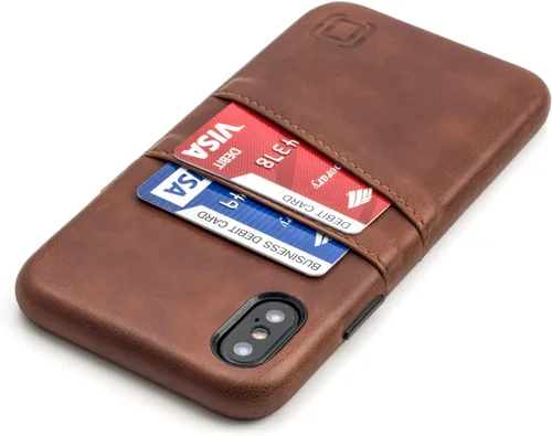 Vista 10 de Dockem Funda tipo cartera para iPhone XR (6.1"): Placa de metal integrada para montaje magnético y 2 tarjeteros (Exec M2, cuero sintético, gris)