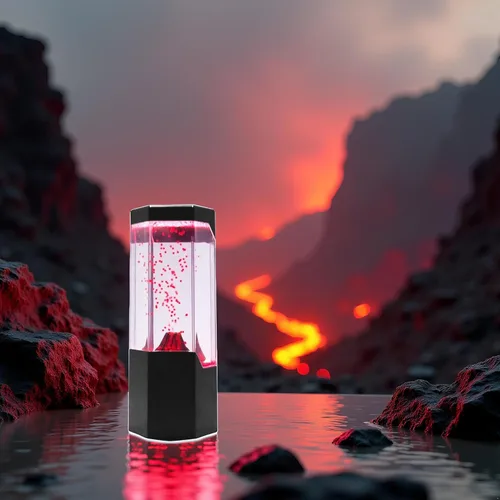 Vista 2 de Lightahead® Lámpara LED de Volcán Rojo Erupción Mini Lámpara de Volcán de Lava Roja Iluminada con LED