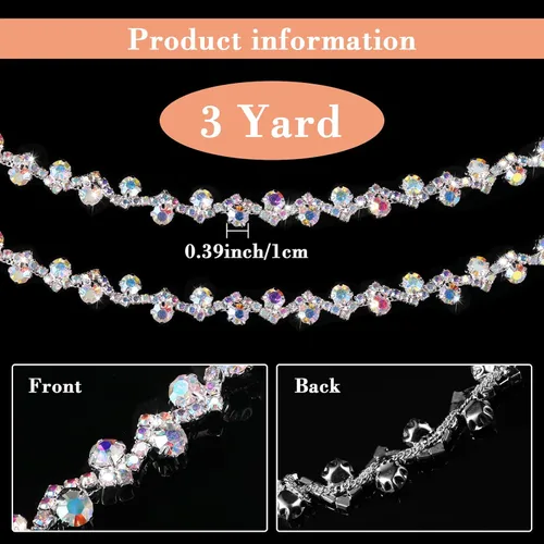 Vista 4 de Kigeli Bling Adorno de Diamantes de Imitación con Cadena de Cristal, Adorno de Diamantes de Imitación para Costura, Adornos para Vestidos DIY, Ropa
