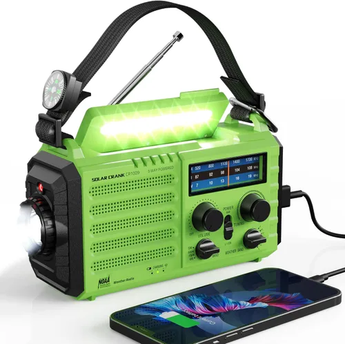 Vista 15 de Raynic - Radio meteorológica NOAA, radio de emergencia solar con manivela de 5000 mAh/18 500 mWh, radio portátil a batería con AM/FM/SW/NOAA