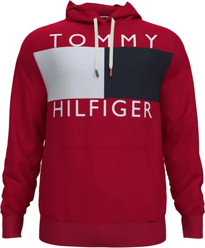 Vista 3 de Tommy Hilfiger Sudadera con capucha y logotipo de vellón de manga larga para hombre
