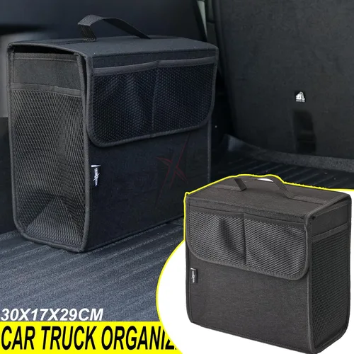 Vista 7 de Organizador de maletero de automóvil, organizador de bolsa de coche de fieltro suave, plegable de 12 x 7 x 12 pulgadas, para Honda CRV Civic Accord