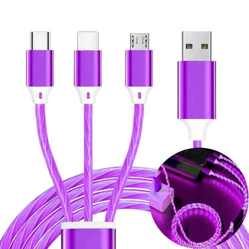 Vista 13 de Cable de carga 3 en 1, cable de carga LED múltiple, cable de carga iluminado, cable USB 3A, compatible con la mayoría de teléfonos inteligentes