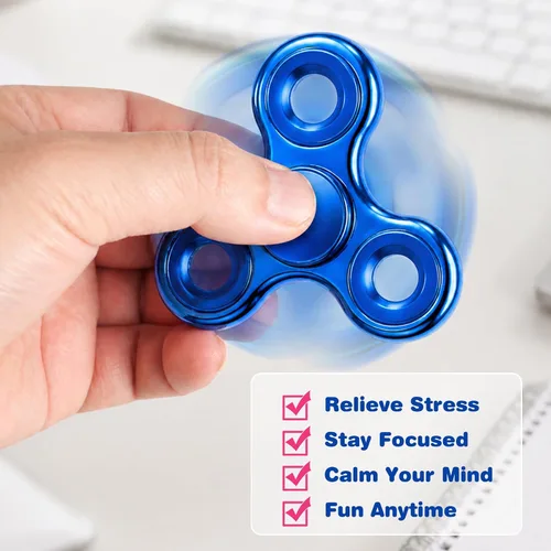 Vista 2 de Fidget Spinners 2 unidades, juguete de metal para aliviar el estrés, giro silencioso de alta velocidad, reducción de enfoque y ansiedad, juguetes