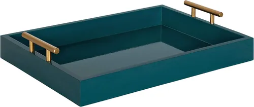 Vista 6 de Kate and Laurel - Bandeja decorativa de madera con asas de metal
