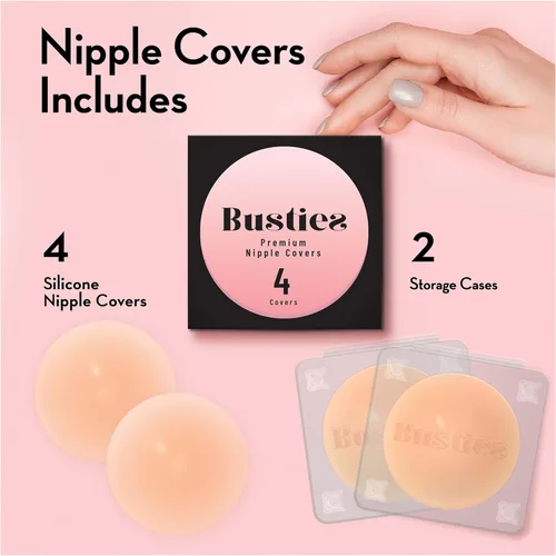 Vista 4 de Nipple Covers (2-Pairs, Reusable), 3D Seamless Nipple Pasties, Adhesive Silicone Nipple Cover Pasties
