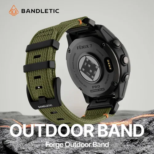 Vista 2 de Bandletic Compatible con Garmin Instinct Watch Bands - Correa de nailon resistente de ajuste rápido de 0.866 in para Fenix 8 E 1.850 in/7 6 Pro/5