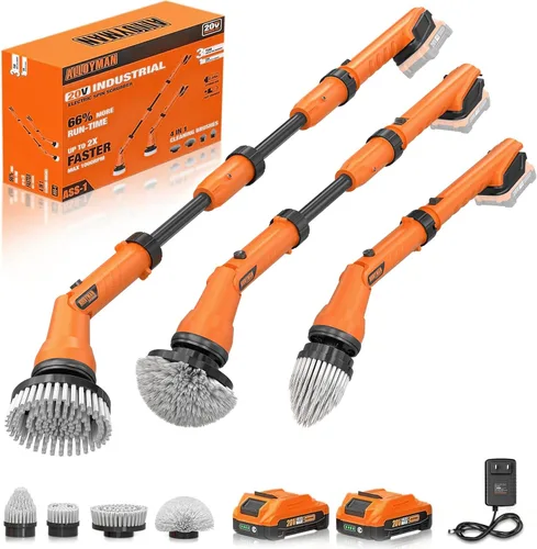 Vista 7 de Alloyman Cepillo de Limpieza Eléctrico de Giro 1200RPM, Batería Reemplazable de 20V, Cepillo de Limpieza Inalámbrico para Ducha, Limpiador Eléctrico