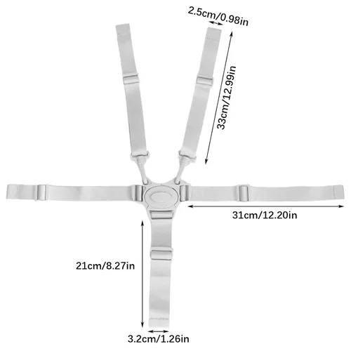 Vista 2 de Correas universales para silla alta, correa de seguridad para bebés de 5 puntos, arnés ajustable, correa de seguridad para bebé, para cochecito
