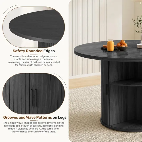 Vista 108 de Miereirl Moderno juego de comedor de 5 piezas para mesa redonda de madera de 4,31.5 pulgadas con estante de almacenamiento semiabierto y puerta