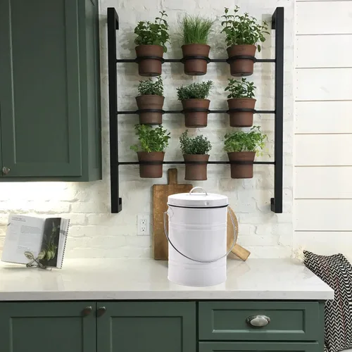 Vista 7 de Contenedor de compost para encimera de cocina, LALASTAR - Contenedor pequeño de compost de metal para cocina interior sellado con tapa