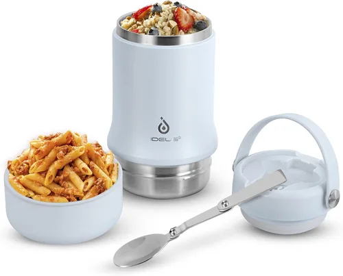 Vista 13 de Ideus Termo de sopa con cuchara plegable y cuenco de 20 onzas, lonchera Bento todo en uno aislada de acero inoxidable a prueba de fugas, contenedor