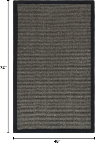 Vista 88 de Alfombra de sisal Safavieh, de color maíz y negro, tejida a mano, de la colección de fibras naturales; 5 x 8 pulgadas, NF441A, Tela, Gris / Gris
