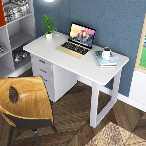 Vista 4 de Tangkula Universal Relevance - Mantel sólido de una pieza para marco de escritorio estándar y de pie, 48 x 24 pulgadas, mesa rectangular de oficina