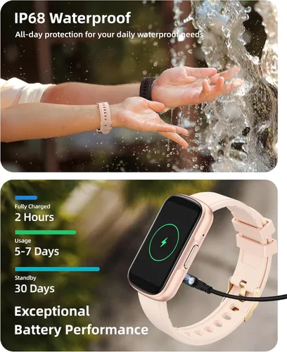 Vista 5 de Parsonver Rastreador de actividad física con contador de pasos/calorías/cronómetro, rastreador de actividad de salud con monitor de sueño de Oro rosa