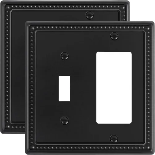 Vista 45 de Paquete de 2 cubiertas de placa de interruptor de luz de doble palanca, cubiertas decorativas de placa de doble interruptor Pearls, placa de pared