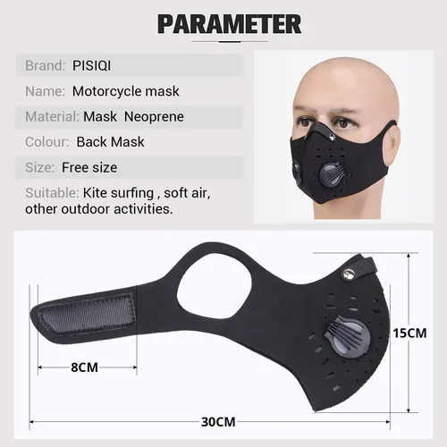 Vista 6 de PISIQI Cubierta facial para la boca, para la mitad de la cara, deportes y cara, antipolvo, con válvula, reutilizable, para exteriores