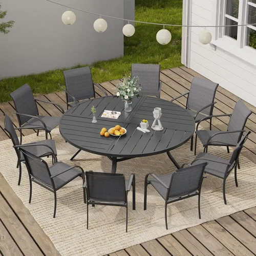 Vista 18 de VICLLAX Juego de 2 sillas de patio pequeñas para exteriores, juego de sillas apilables para patio y mesa de comedor cuadrada para porche delantero