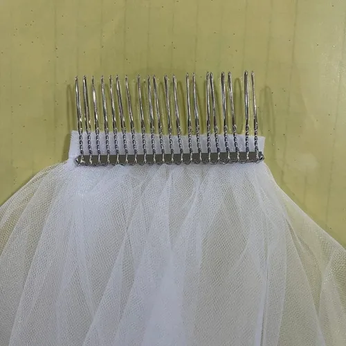 Vista 6 de Velo de novia corto de novia velo de pelo blanco velo de tul blanco velo corto velo de fiesta para novias y mujeres, Blanco