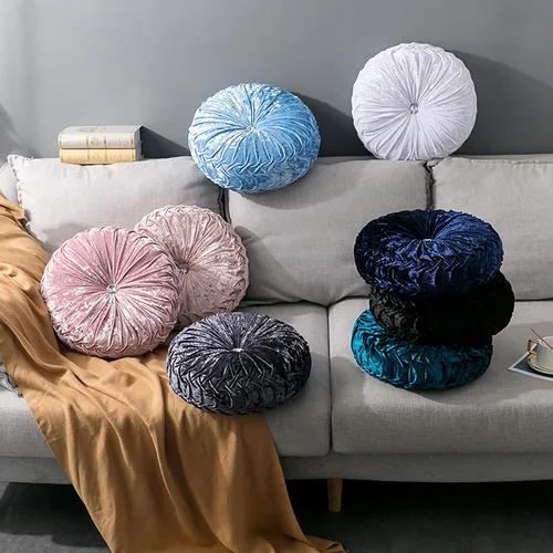 Vista 7 de HLOVME Cojín decorativo redondo para sofá, cama, sala de estar, cojín pequeño de suelo para adultos y niños, 13.7 pulgadas (A01-rosa)