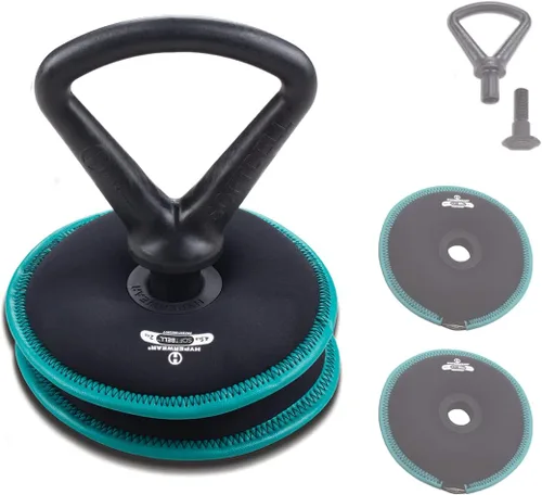 Vista 10 de Hyperwear SoftBell - Juego de pesas rusas ajustables, discos de peso suaves recubiertos de vinilo con base de goma, equipo versátil de gimnasio