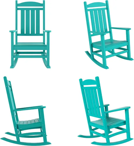 Vista 10 de HDPE Laguna Classic - Mecedora para porche (juego de 2), color turquesa