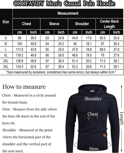 Vista 6 de COOFANDY Sudadera con capucha de punto para hombre, estilo hipster, casual, manga larga, suéter tipo polo ajustado