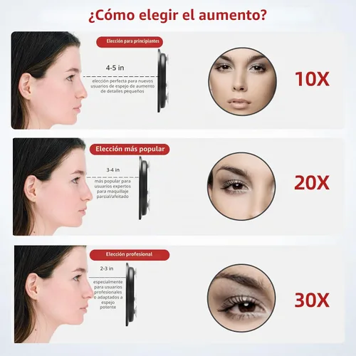 Vista 7 de Espejo de aumento 10X con 3 ventosas – Espejo de maquillaje adhesivo de 6 pulgadas con aumento 10X, espejo de maquillaje ampliado, espejo cosmético