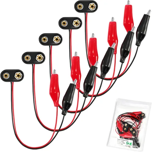 Vista 11 de CHANZON Conector de clip de batería de 9 V, soporte de carcasa de cuero tipo I y cable UL de plomo desnudo paquete de 20 piezas kit para Arduino 1)
