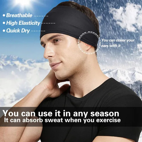 Vista 3 de Diadema deportiva para hombre, 5 unidades, para correr, ciclismo, baloncesto, yoga, entrenamiento de fitness, banda elástica unisex