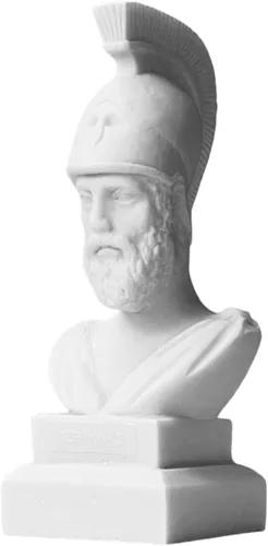 Vista 2 de Pericles, líder de la democracia ateniense, escultura de estatua de alabastro fundido