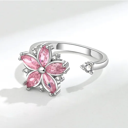 Vista 2 de Anillo de plata 925, anillos de plata ajustables para mujer, anillos de pulgar abiertos, anillos de circonio, anillos ajustables, anillos abiertos