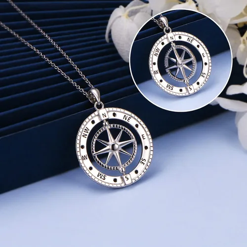 Vista 2 de Alphm Collar con colgante vikingo de plata esterlina S925 para hombres y mujeres, joyería de viaje para graduación, amistad, talismán, joyería