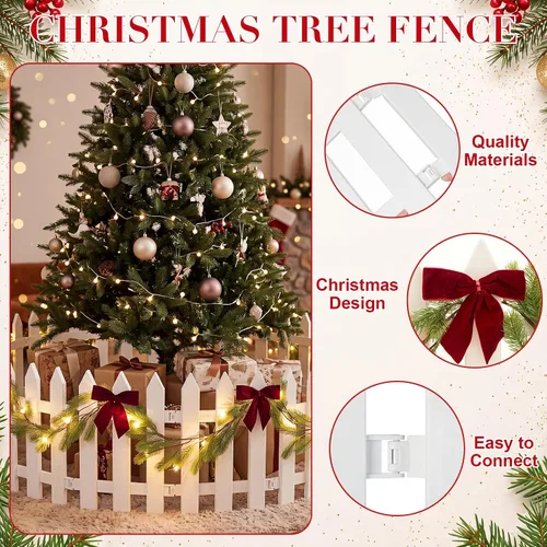 Vista 4 de Thyle 20 piezas de valla de árbol de Navidad de 16 pulgadas con luces Rojo