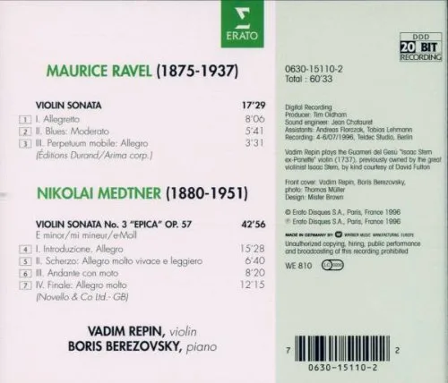 Vista 2 de Ravel Violin Sonata Medtner Violin Sonata 3 Epica