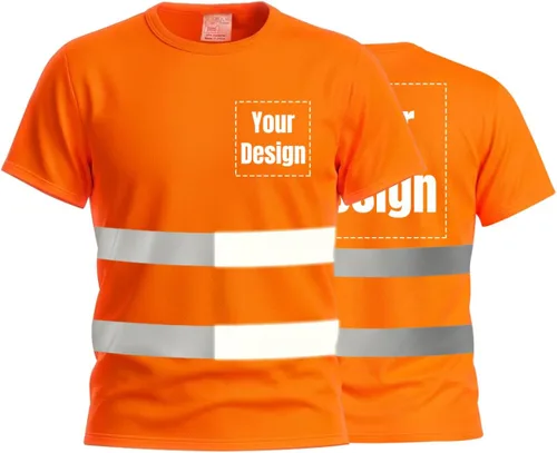 Vista 35 de Camisetas reflectantes de seguridad de alta visibilidad personalizan su logotipo