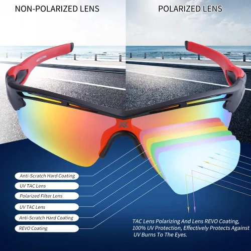 Vista 3 de XR Lentes de sol polarizados para hombres y mujeres protección UV deportes pesca conducción ciclismo TR90 marco ultraligero irrompible