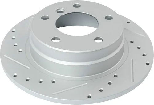 Vista 7 de TRQ Kit de pastillas de freno y rotor delantero y trasero de cerámica de alto rendimiento con revestimiento en G ranurado X perforado compatible
