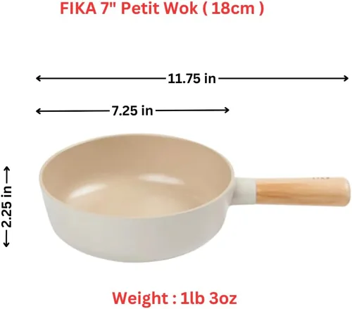 Vista 2 de FIKA - Mini wok de 7 pulgadas con mango de madera, utensilios de cocina compatibles con inducción para todas las estufas, sartén de revestimiento