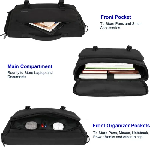 Vista 3 de MATEIN Bolsa de mensajero para hombre, maletín ligero para laptop de 17.3 pulgadas, bolsa para laptop con ruedas, maletín grande para hombre