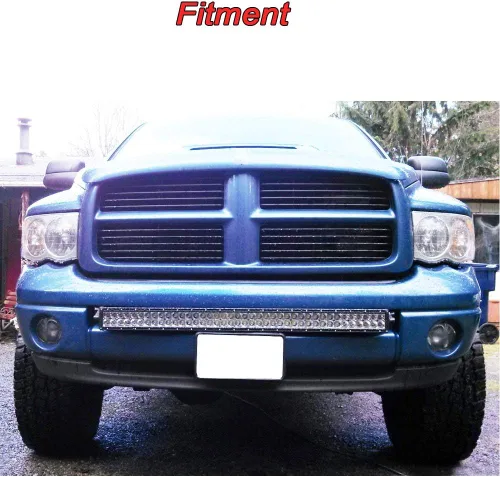 Vista 4 de Compatible con Dodge Ram 2500 3500 2003-2020 Soportes de montaje de rejilla de parachoques ocultos para barra de luz LED recta de 22'' 32'' 42