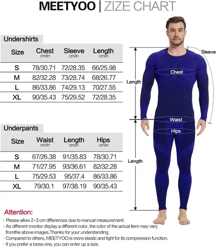 Vista 7 de MEETYOO Men's Thermal Underwear Set Sport Long Johns Base Layer