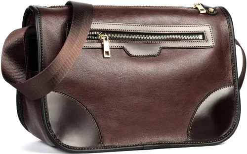 Vista 2 de Bolso bandolera de cuero casual para hombre y mujer, estilo vintage