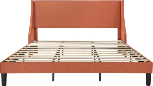 Vista 7 de Allewie Marco de Cama de Plataforma Tamaño King con Cabecera Tapizada, Wingback Moderno de Lujo, Soporte de Listones de Madera, Base de Colchón
