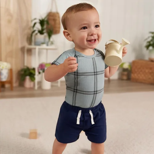 Vista 3 de Gerber Paquete de 3 pantalones cortos de punto para bebés y niños pequeños Azul