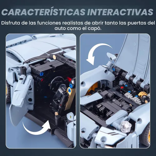 Vista 4 de HIGH GODO Technic - Juego de bloques de construcción de autos para adultos, 1465 piezas 1:14 súper deportivos, modelos de vehículos deportivos Azul